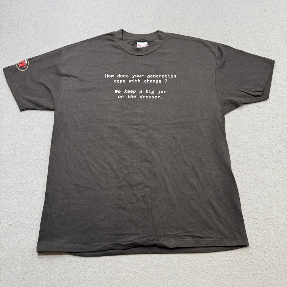 Vintage Funny T-Shirt Men's XL Black Faded Graphic Cotton USA Made Hanes Beefy-T